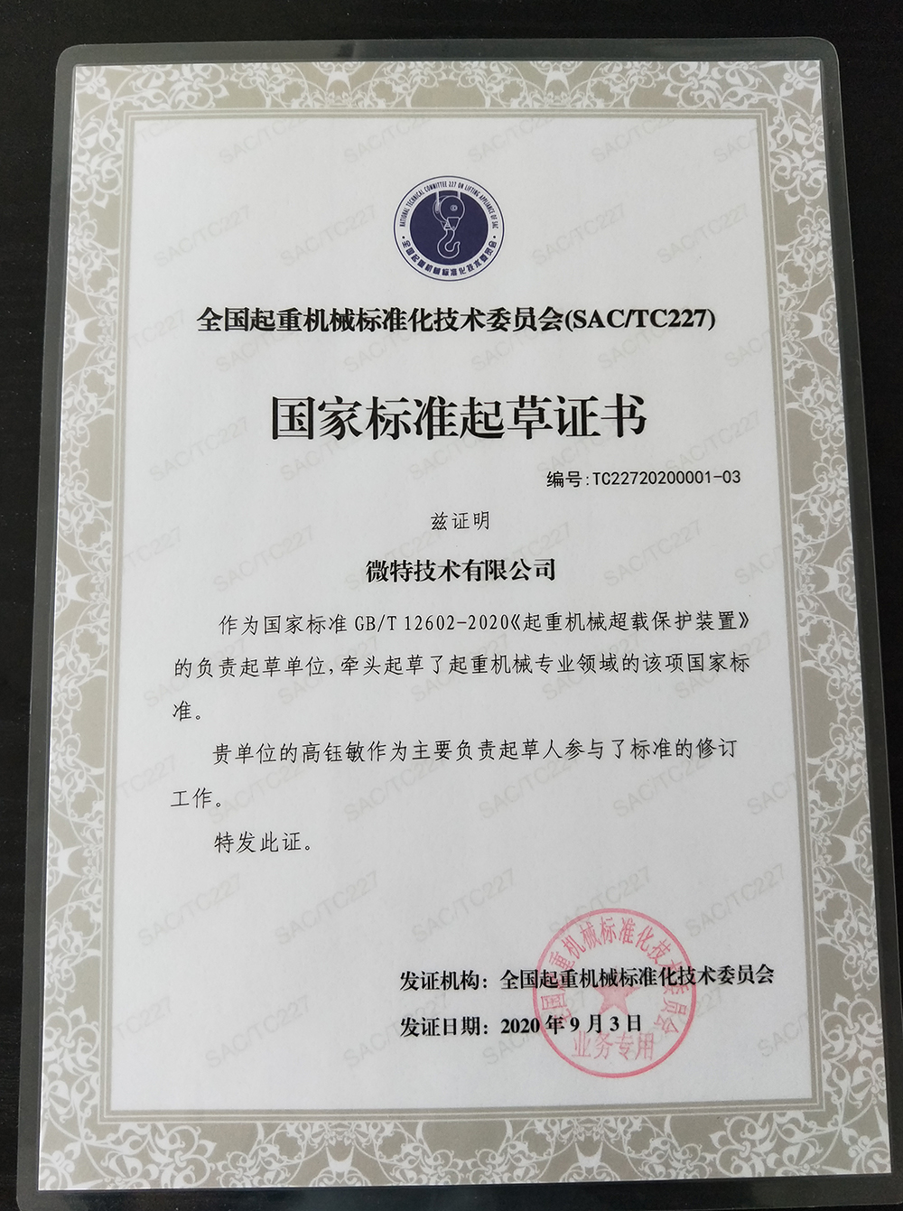 國家標(biāo)準(zhǔn)GB/T 12602-2020《起重機械超載保護(hù)裝置》